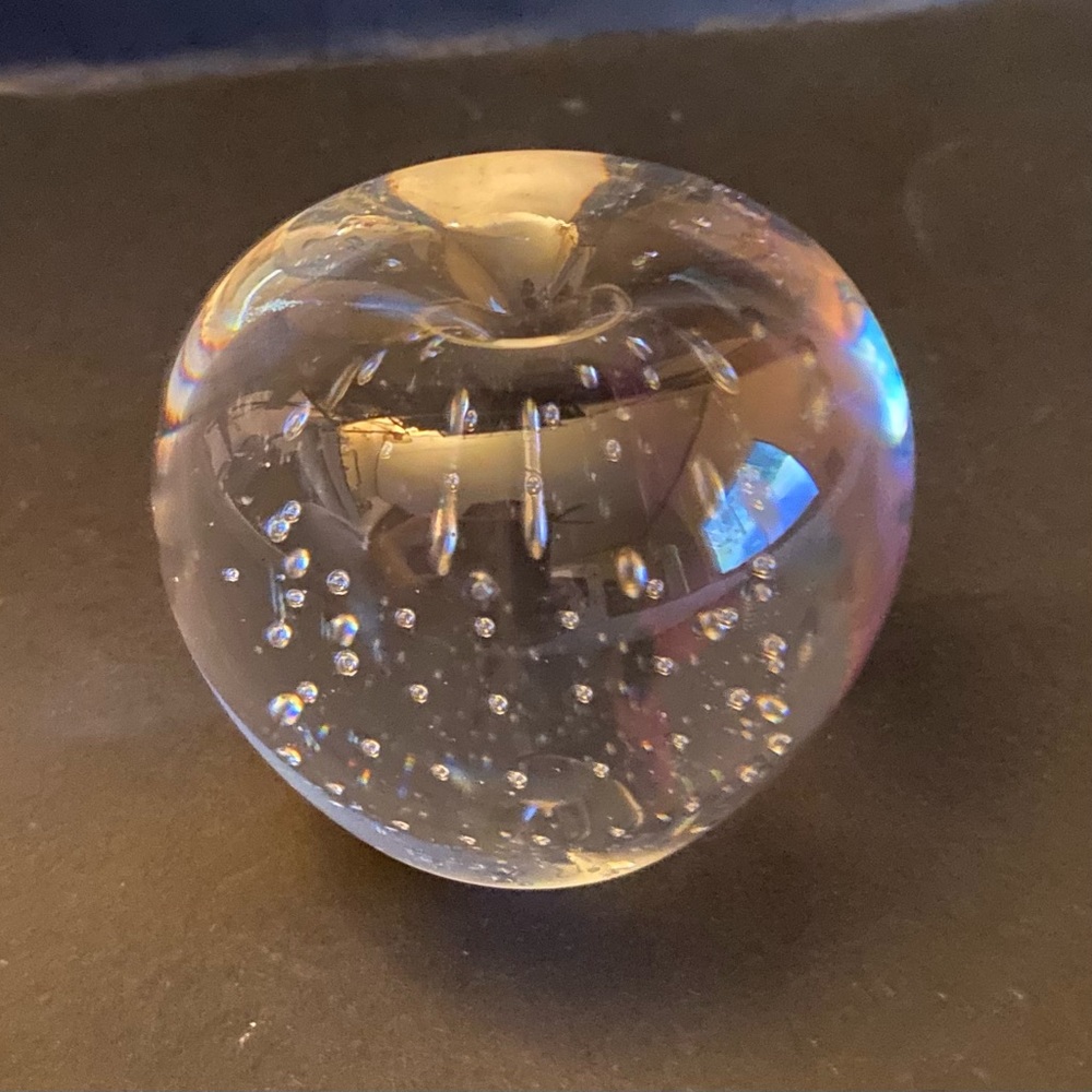 Clear Paperweight Controlled Bubble Glass Apple